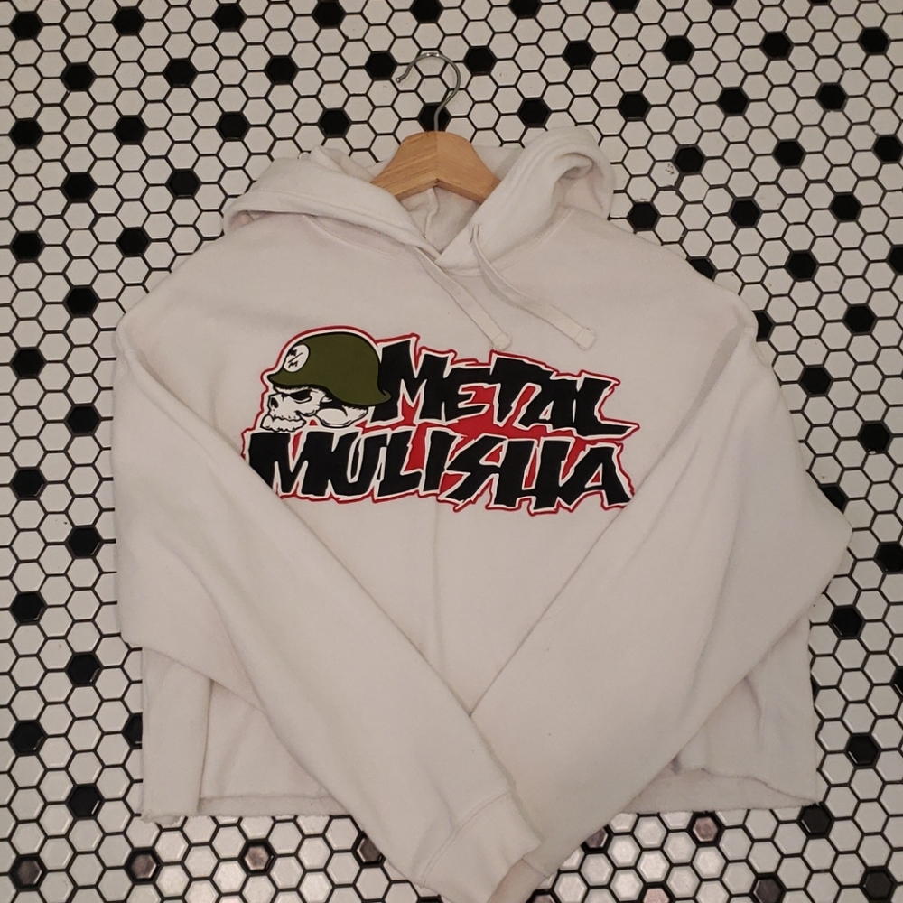 White Metal Mulisha Crop Hoodie - Picture 4 of 4